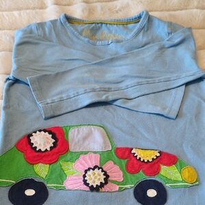 Mini Boden Blue Car Appliqué Kids Shirt